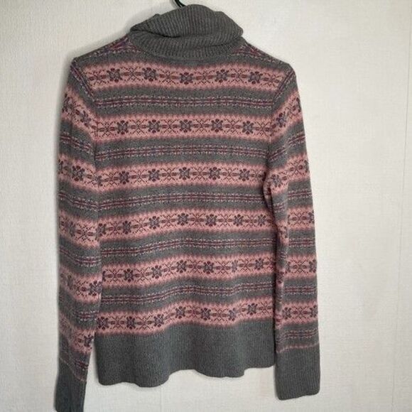 NWOT Garnet Hill Wool Blend Highland Turtleneck Sweater Women Size M Gray/Pink - Picture 8 of 10